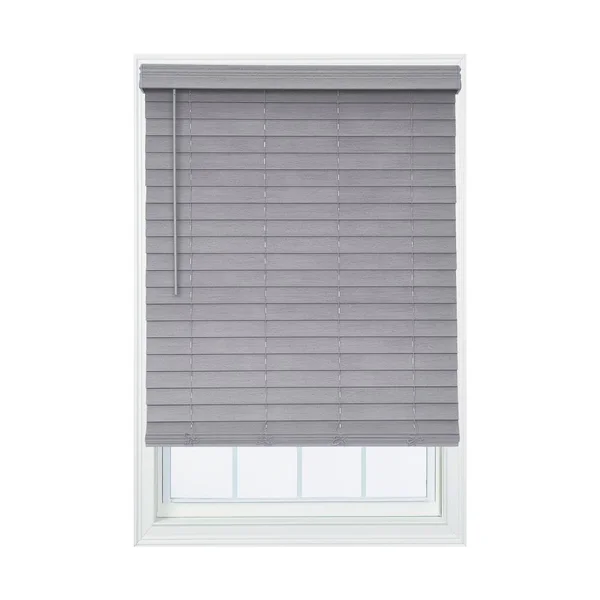 Allen + Roth 2.5-in Slat Width 20.5-in x 72-in Cordless Gray Faux Wood Room Darkening Horizontal Blinds, DFHSB2472-20.5