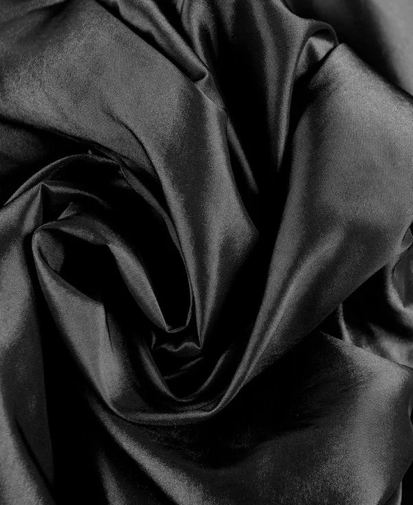 Solid Faux Silk Taffeta Jet Black Curtain Panel