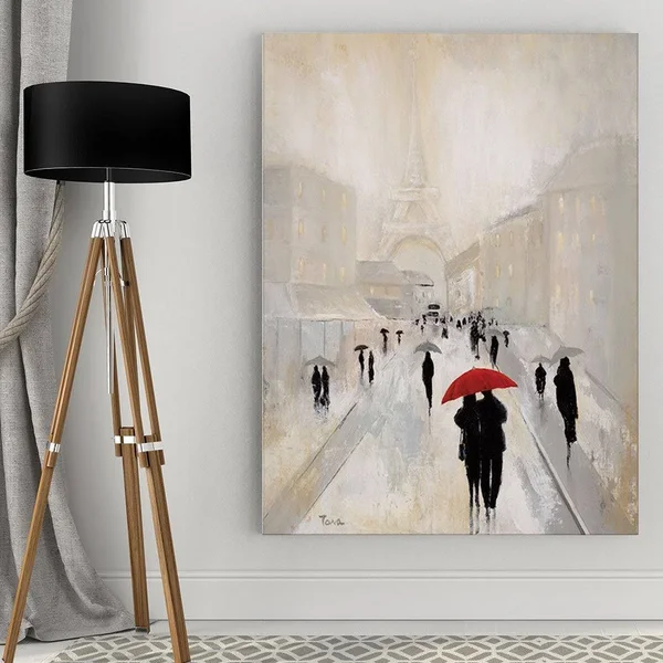 Wexford Home &Misty in Paris& by Janet Brignola-Tava Painting Print on Wrapped Canvas, Red