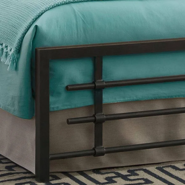 Eluxurysupply Metal Bed Frame - Carbon Steel with Rustic Pewter Finish Folding Bed Frame - Easy Assembly with Headboard and Foot