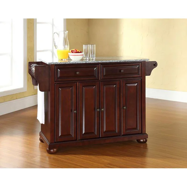 Crosley Furniture Alexandria Solid Granite Top Kitchen Island - Mahogany, 52" x 34" x 18"