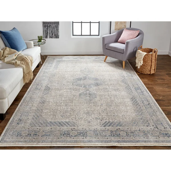 Gilford Rustic Persian Farmhouse Rug, Warm Gray/Blue, 5ft x 7ft - 2in Area Rug, Size: 5' x 7'-2 inch