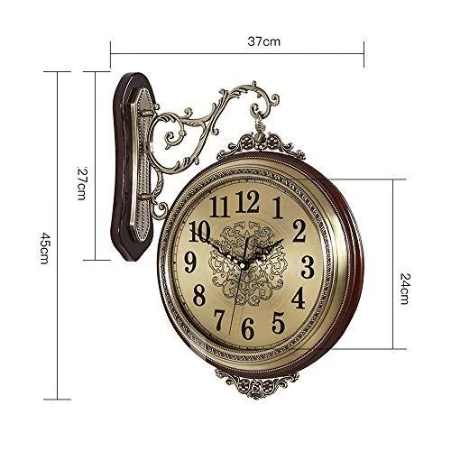 Dowolf 16'' Large Wall Clock Double Sided Clocks 360 Battery Operated Clock Luxury EUR - New