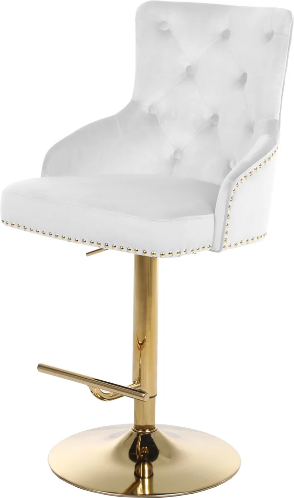 Meridian Furniture Claude White Velvet Adjustable Stool