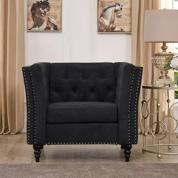 Kingway Furniture Zaina Microfiber Living Room Chair in Black