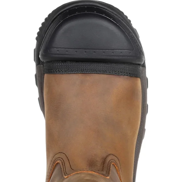 Men's Brown Rocky XO-Toe Composite Waterproof Pull-On Work Boot Size 8