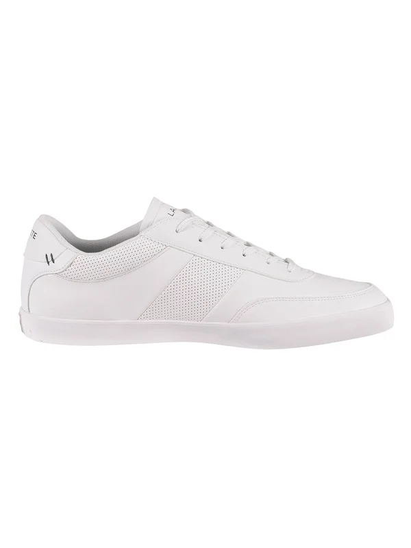 Lacoste Court Master Perf Stripe Sneakers in White Leather