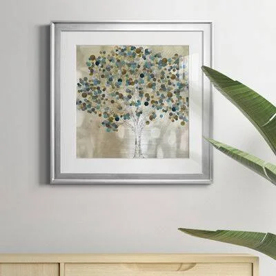 A Teal Tree - Picture Frame Painting Print on Canvas Winston Porter Format: Silver Framed Paper - Size: 16x22 H x 16x22 W x 1x22