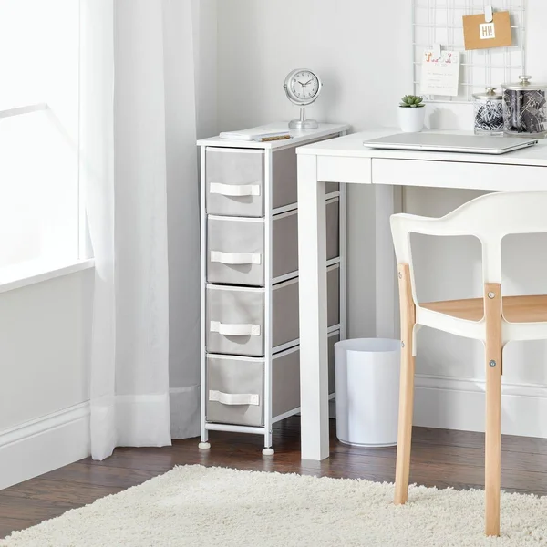 mDesign Narrow Dresser Storage Organizer Tower, 4 Drawers