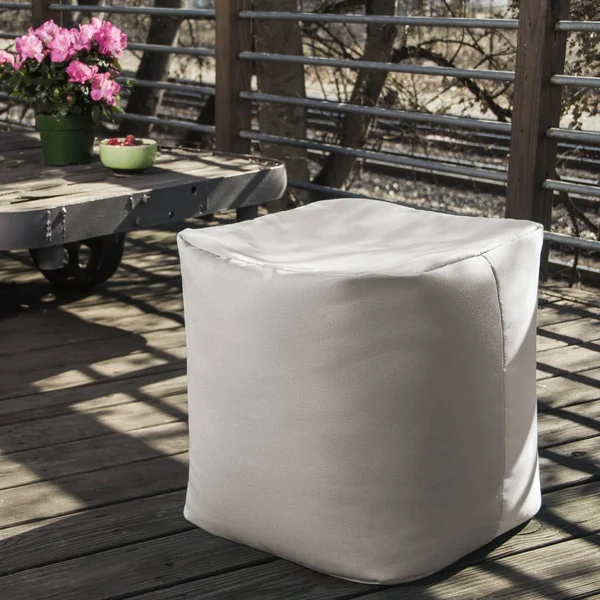 Jaxx Luckie Outdoor Pouf Ottoman, Taupe Striped