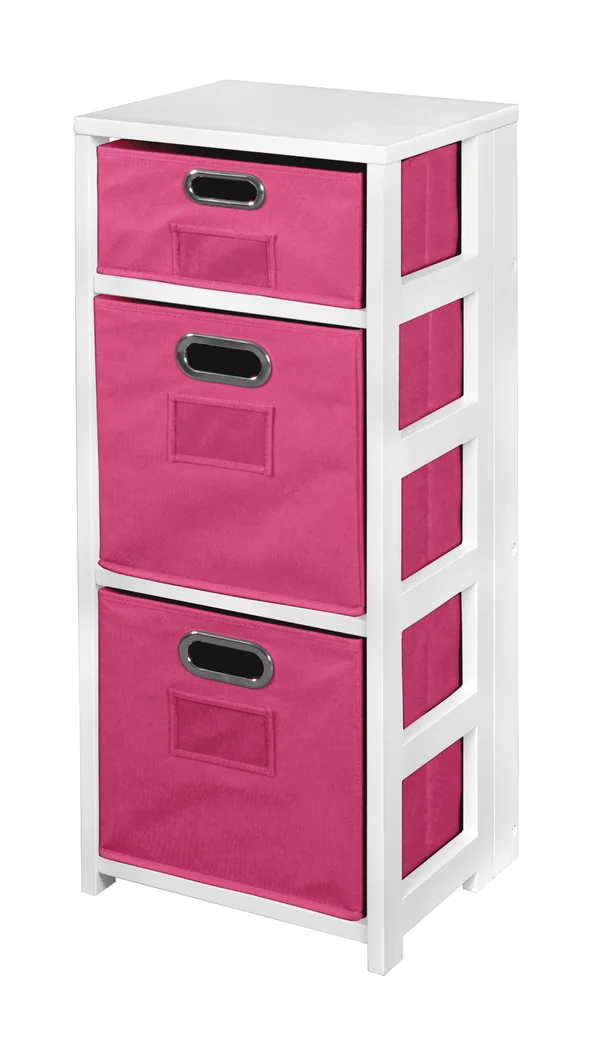 Flip Flop 34x22 Square Folding Bookcase with Folding Fabric Bins Cherry - Teal