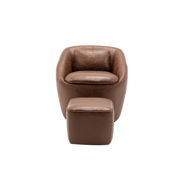 WOVENBYRD Barrel Chair with Storage Seat and Ottoman - Brown