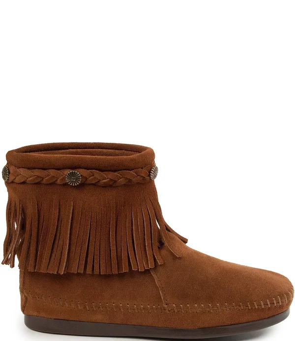 Minnetonka Women's Hi Top Back Zip Brown Boot 6.5 M