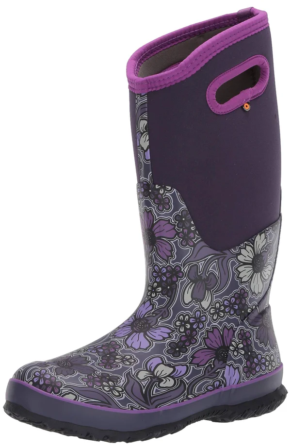 Bogs Classic Tall May Flowers Boot - Women's Purple Multi, 11.0