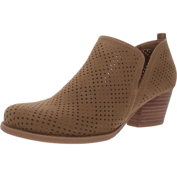 Baretraps Rizzo Womens Suede Block Heel Ankle Boots, Cognac