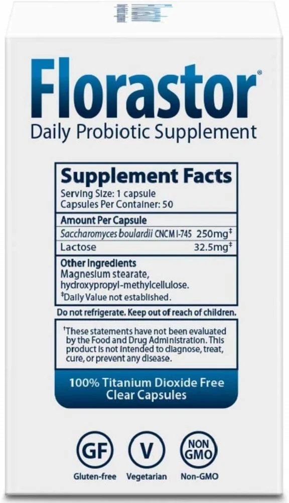 Florastor Daily Probiotic Supplement for Men & Women - 250 mg, 50 Capsules
