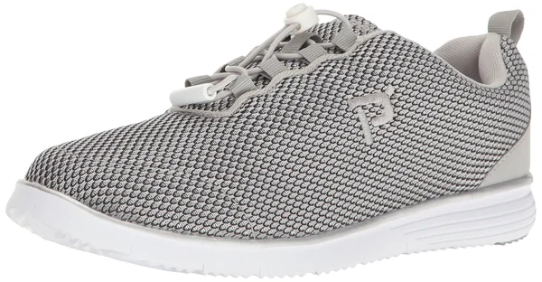 Women's Propet TravelFit Prestige Sneaker - Size: 8.5 B, Silver/Black