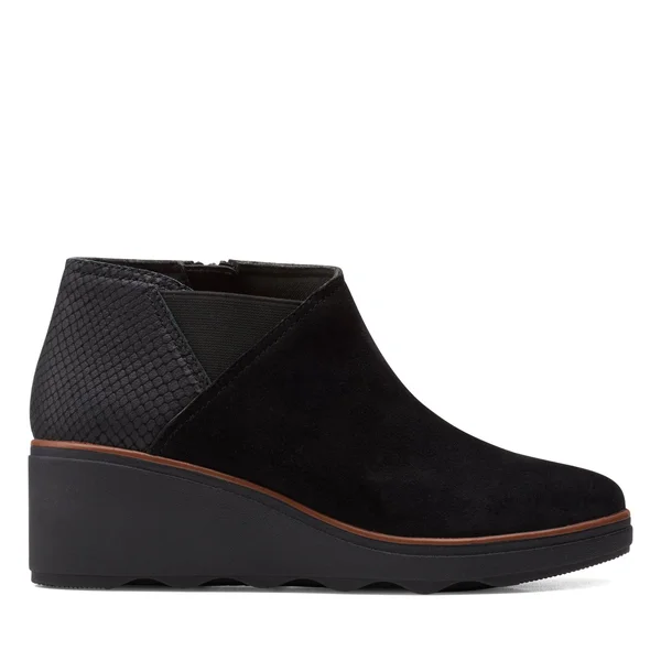 Clarks Women's Collection Mazy Harwich Boots - Black Suede Interest Combination