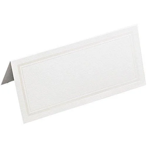 Jam Paper Foldover Wedding Table Place Cards - 2 x 4 1/4, White with Gold Double Border Placecards, 100/Pack (312125229)