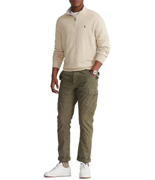 Polo Ralph Lauren Men's Big & Tall Jersey Quarter-Zip Pullover - Dark Grey Heather