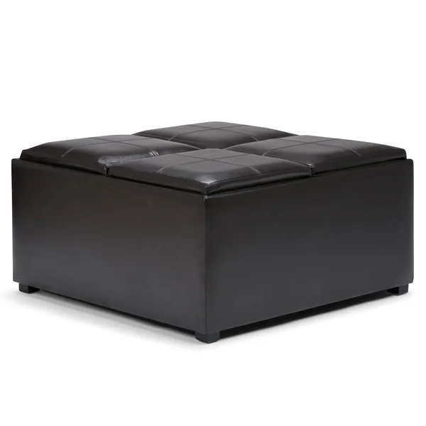 Wyndenhall Franklin 35 inch Wide Contemporary Square Table Ottoman (Tanners Brown)