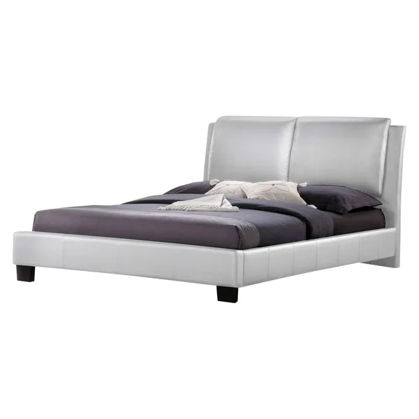 Baxton Studio Sabrina Modern Bed with Overstuffed Headboard, Full, White