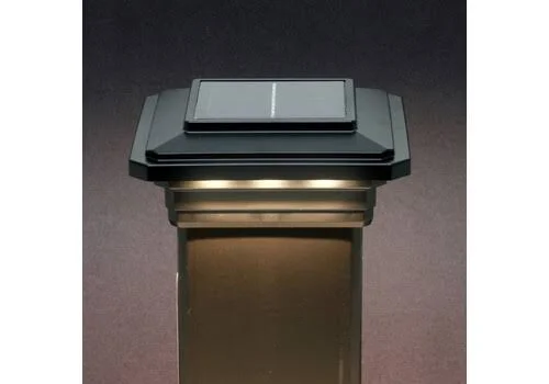4 in. x 4 in. Solar Post Cap Light - Black - 3 LED Colors