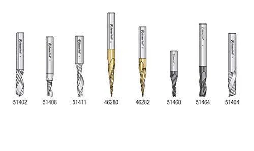 Amana AMS-135 8-Pc Specialty Aluminum, Plastics \& Stainless Steel Cutting CNC Router Bit Collection, 1/4 inch Shank
