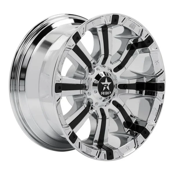 RBP 94R 20x10 6x135/139.7 BP, 4.5 BS, -25mm Offset 87mm CB Chrome w/Black Inserts Wheel