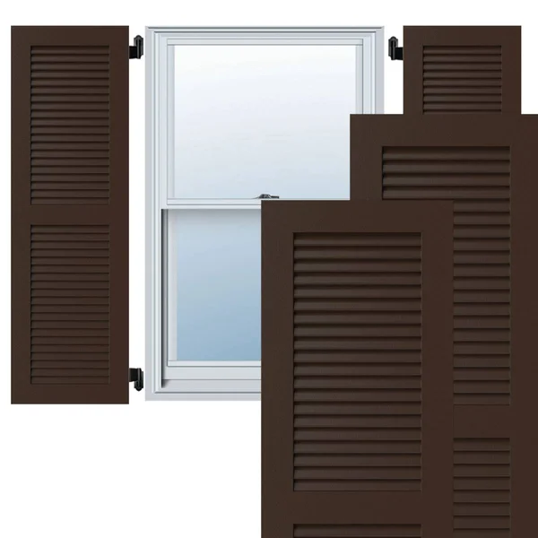 Ekena Millwork CWL18X073TBC 18x22W x 73x22H Exterior Composite Louvered Shutters (Per Pair), Tudor Brown