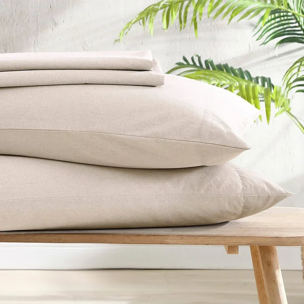 Reborn Recycled Fiber Heather Percale Sheet Set - Queen - Grey