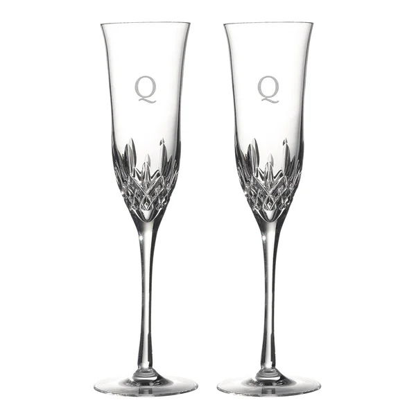 Waterford Lismore Essence Block Letter Toasting Flute - Set of 2