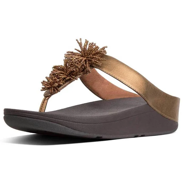 Fitflop Fino Bead Pompom - Brown - Flip-Flops