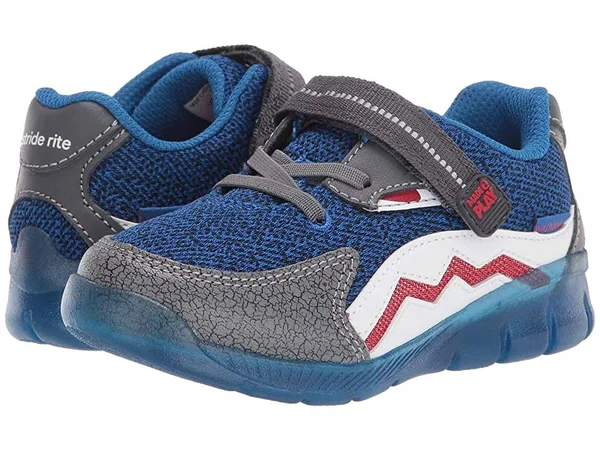 Stride Rite Boys Lighted Shark Sneaker, Black/Blue, 9.5 Toddler US