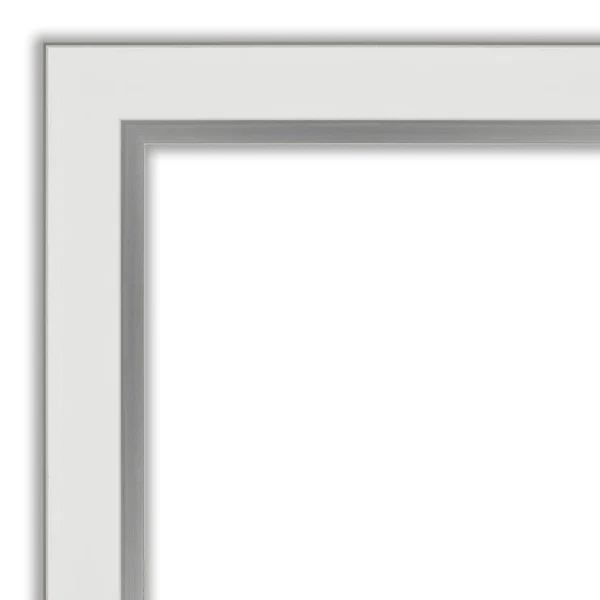 Amanti Art Narrow Eva White Silver Bathroom Vanity Wall Mirror, 43x33