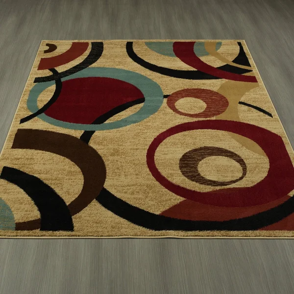 Amazing Area Rug Carpet Oriental Contemporary Abstract Circle Design 5&3x22 x 7&0x22