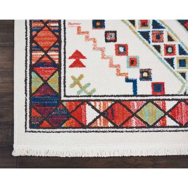 Nourison Tribal Decor Area Rug, White, 7&10x22 x 10&9x22