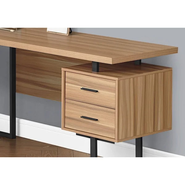 Monarch Computer Desk - 70x22L, Reclaimed Wood, Black Metal, L/R