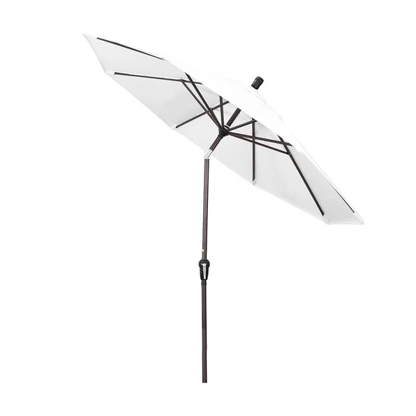 California Umbrella 9 ft. Aluminum Market Auto Tilt Bronze Patio Umbrella in Navy Blue Olefin