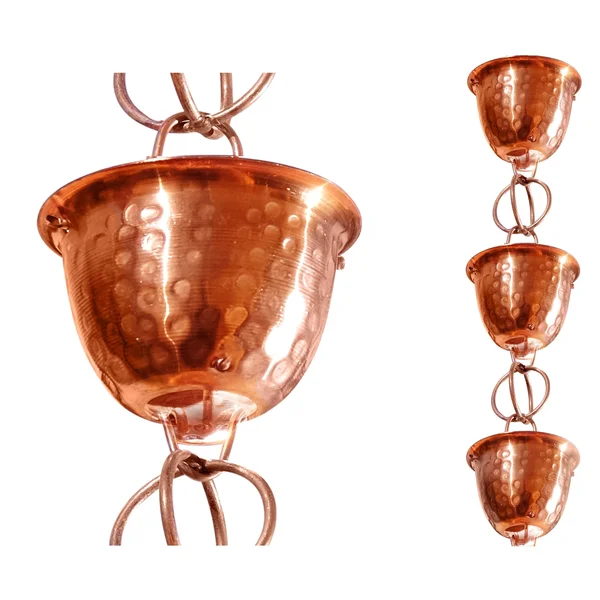 Monarch Pure Copper Hammered Cup Rain Chain 8.5-Foot