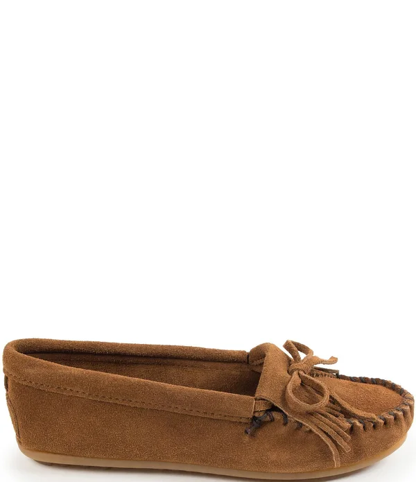 Minnetonka Women's Kilty Suede Moccasin Blue, 7.5
