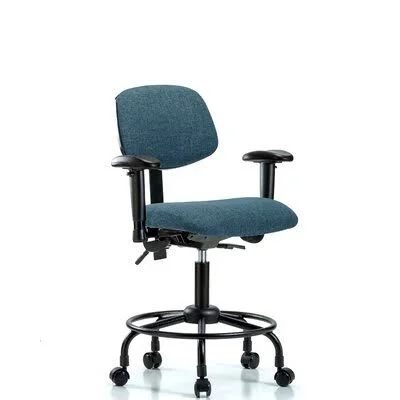 Symple Stuff Atticus Round Tube Base Desk Height Ergonomic Office Chair, Blue