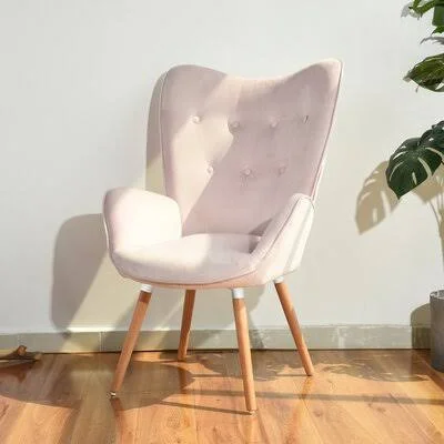 Ethelsville 27.17x22 Wide Tufted Polyester Armchair Hashtag Home Fabric: Blush Velvet, Leg Color: Beech