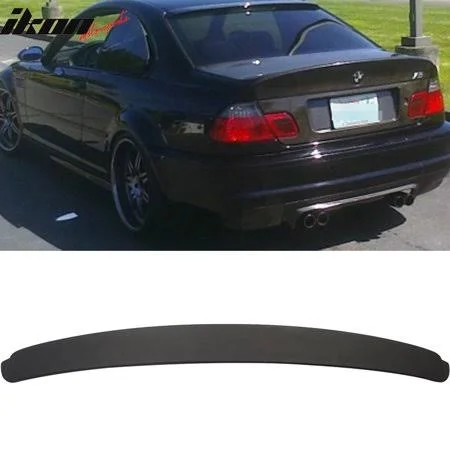 Ikon Motorsports Compatible with 01-06 BMW E46 3 Series 2DR Coupe Matte Black Roof Spoiler Wing - ABS 2001 2002 2003 2004 2005 2