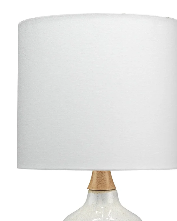 Jamie Young Alice Table Lamp in Cream Light Blue Ceramic with Drum