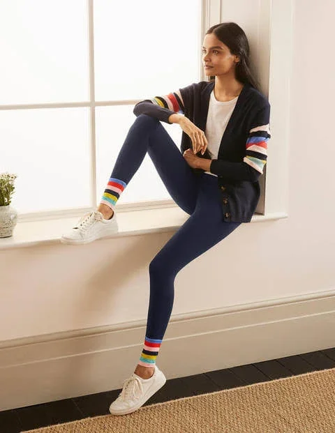 Boden Women's Navy Rainbow Cuff Favourite Leggings