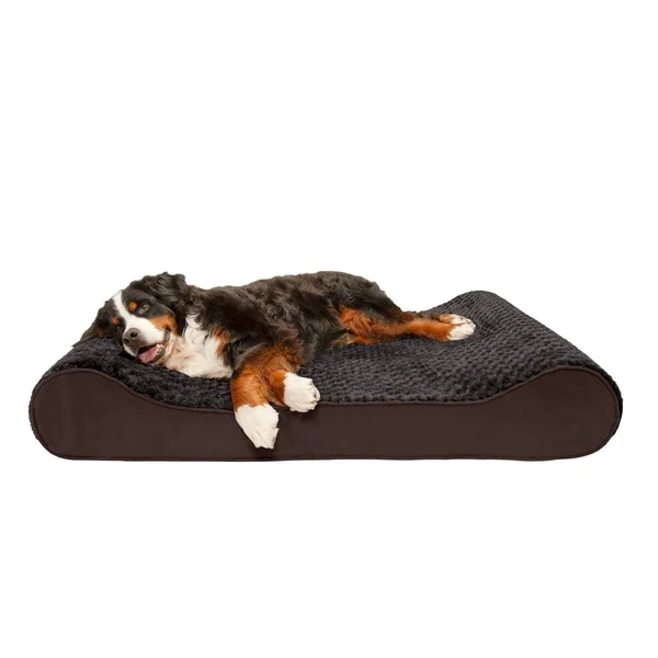 FurHaven Pet Bed - Cooling Gel Ultra Plush Luxe Lounger Dog Bed - Chocolate - Giant