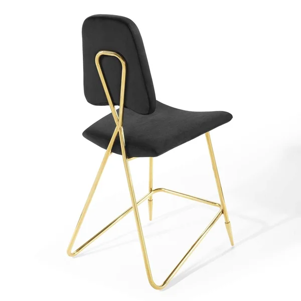 Modway Black Ponder Performance Velvet Counter Stool