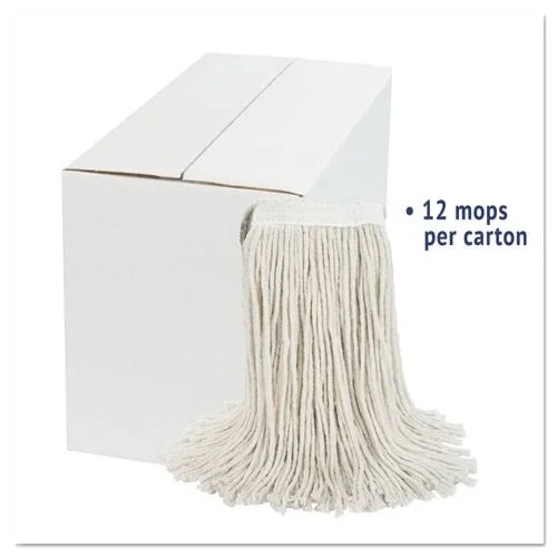 Rubbermaid Swinger Loop Wet Mop Heads, Cotton/Synthetic, White, Small, 6/Carton