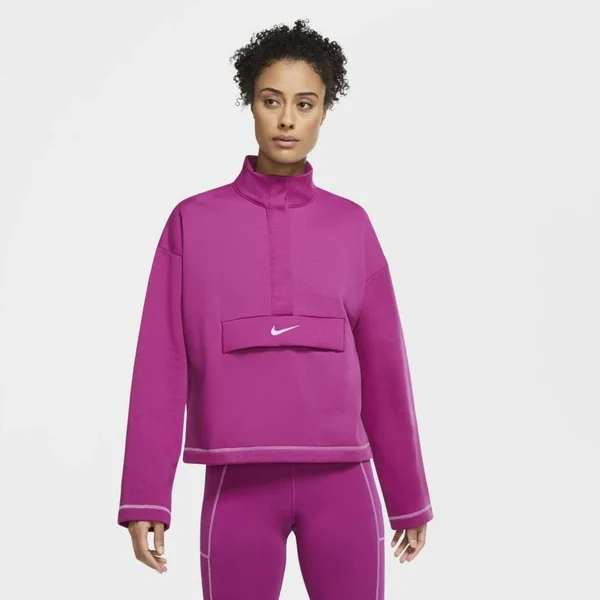 Nike Women's Sportswear Swoosh Quarter-Snap Top CU6637 - Medium - Pink